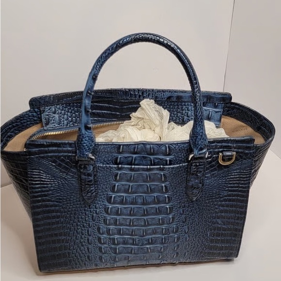Brahmin Midnight Blue Crocodile Satchel - Picture 2 of 4